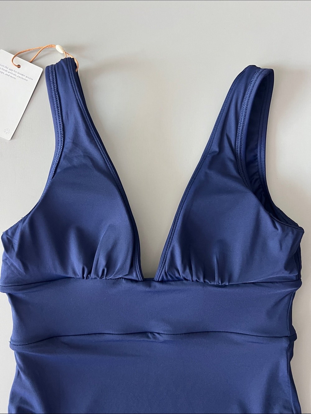 New Quince Italian Plunge One-Piece Swimsuit in Deep Blue Size XS - Picture 6 of 8